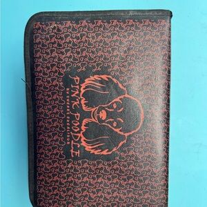 Pink Doodle Black and pink Wallet with brown pink poodle shears